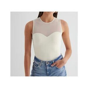 NWOT Express Body Contour High Compression High Neck Mesh Thong Bodysuit XS